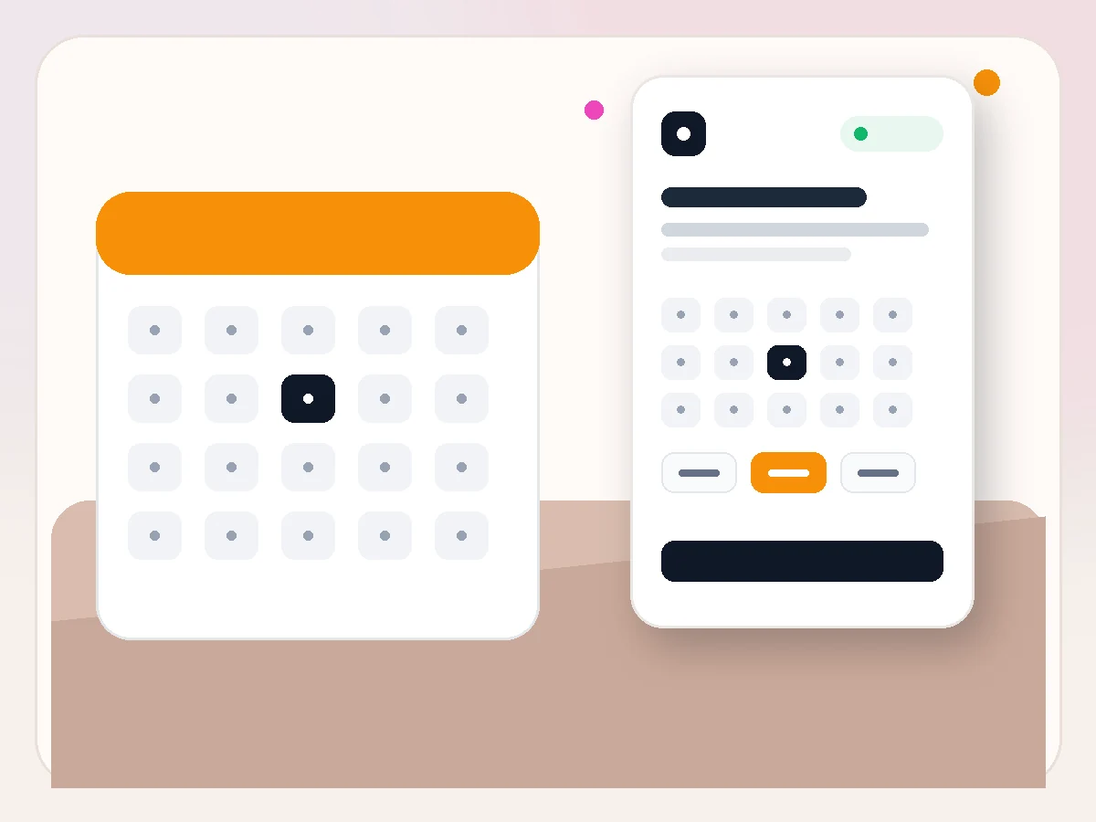24/7 online booking illustration with the Bookero online booking interface
