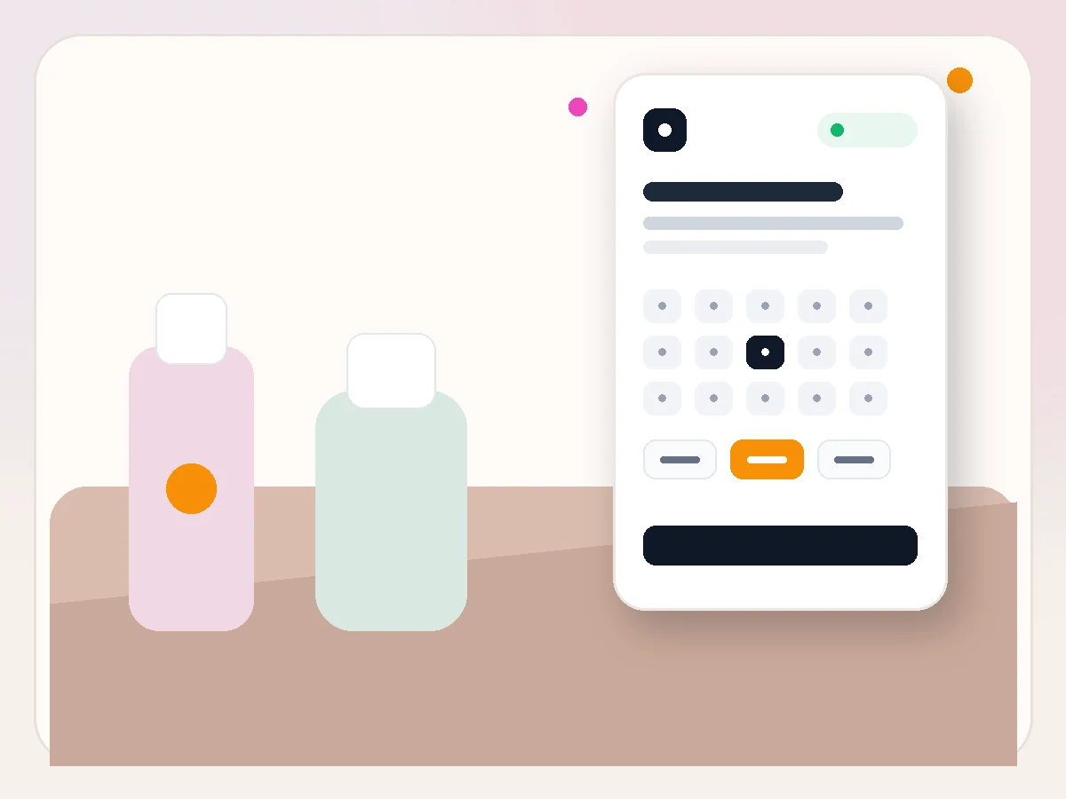 Online booking for beauticians illustration with the Bookero online booking interface
