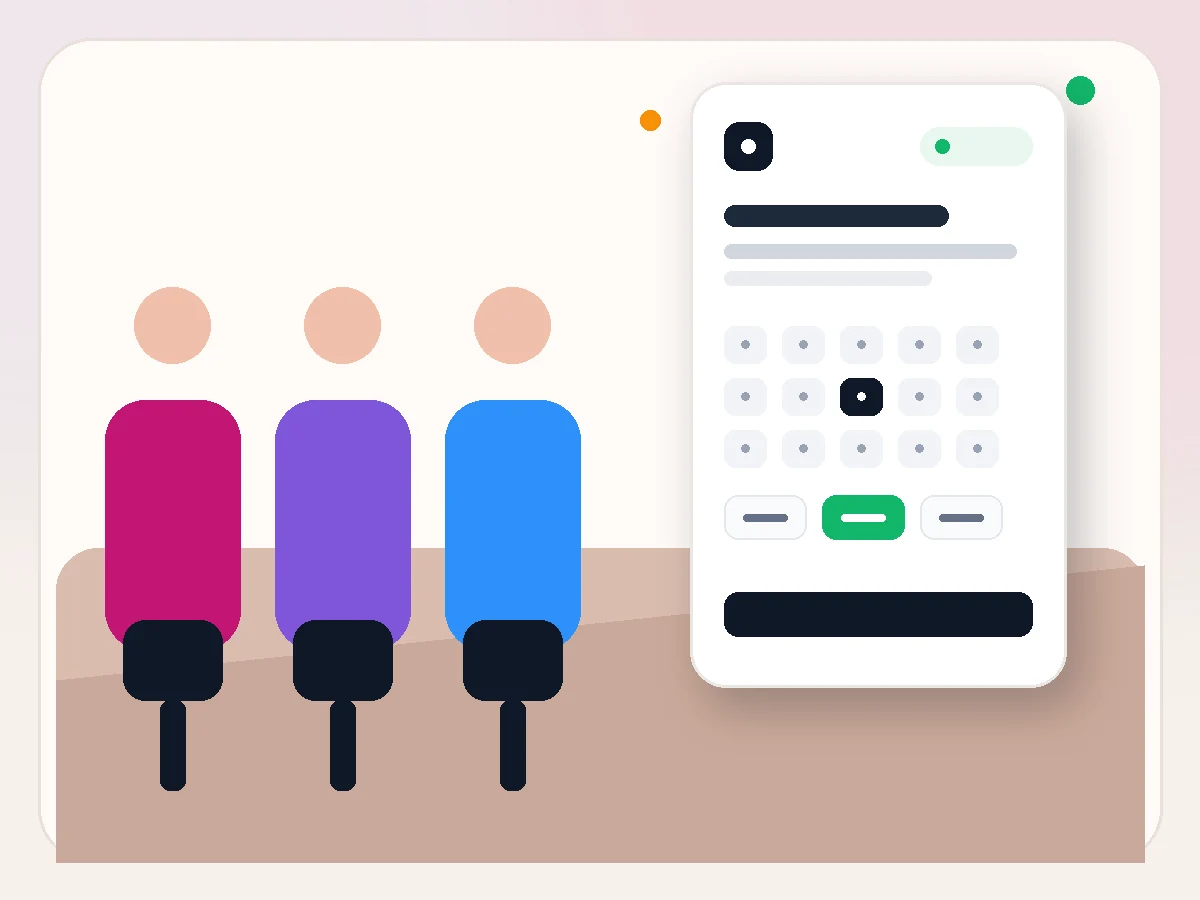 Ilustración de Reservas online para salones y estudios con la interfaz de reservas online de Bookero